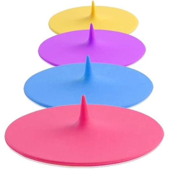 Silicone Cup Covers (Set of 4) ，Multicolored Silicone Lids for Mugs, Cups, Tea - Picture 7 of 7